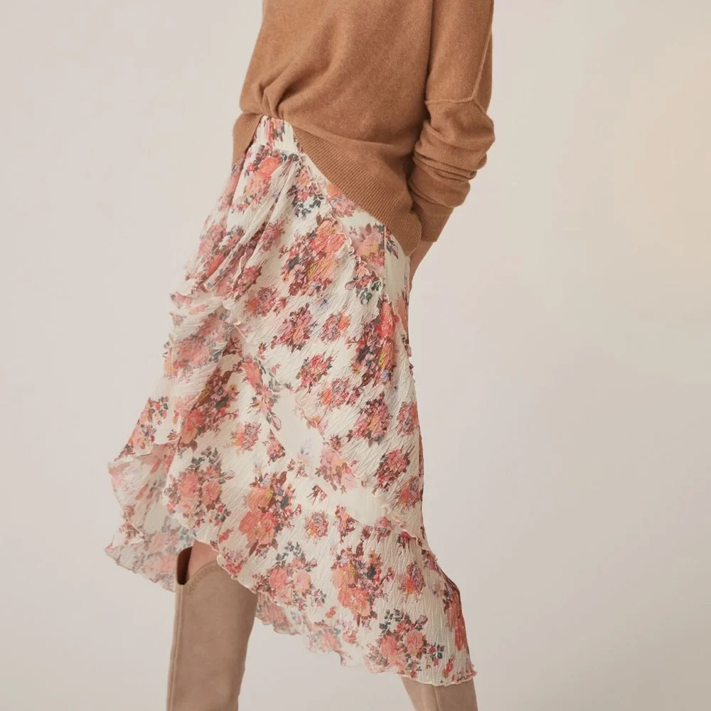 Anthropologie Let Me Be Ruffled Midi Skirt